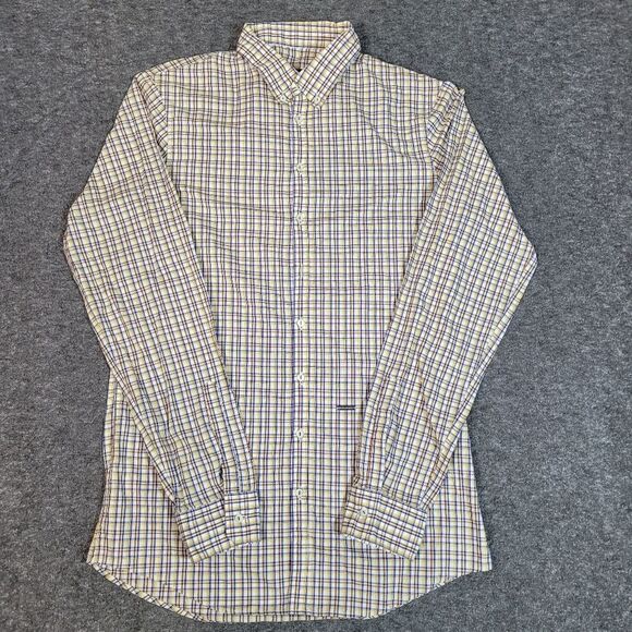 Dsquared2 Mens Button Down Shirt Size M Multicolor Plaid Silver Plaque Logo - Picture 1 of 10